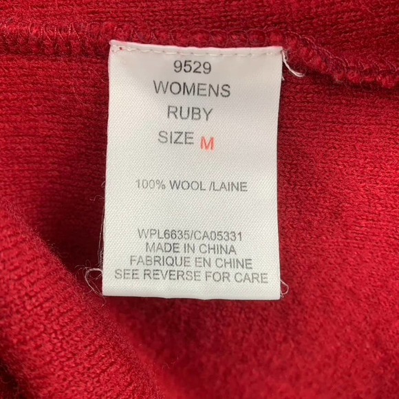 WOOLRICH Ruby Red 100% Wool Vest Zipper Warmer Layer - Women's Size Medium - Picture 8 of 9